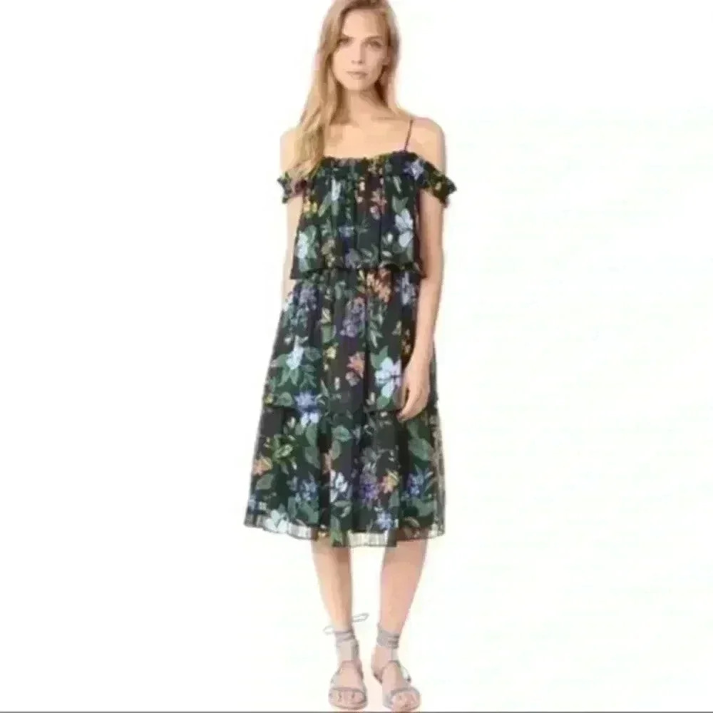 Club Monaco Floral Off-Shoulder Midi Dress